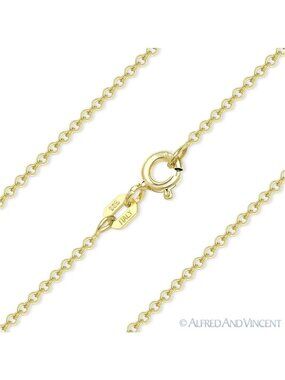 1.4mm Round Rolo Cable Chain Necklace in .925 Sterling Silver w/ 14k YGold - 20"